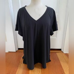 Zella Black V-Neck Short Sleeve‎ Active Tee Shirt 1X